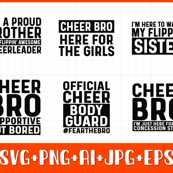 Cheer Bro Bundle SVG PNG, Cheer Brother Bundle Svg, Instant Download