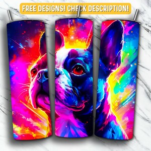 Boston Terrier Tumbler Wrap PNG Design, Dog 20 oz Skinny Tumbler Design Sublimation, Instant Digital Download