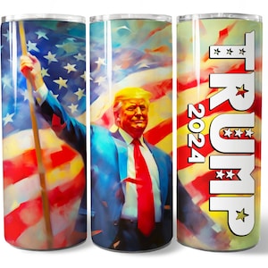 20oz Skinny Tumbler Trump USA Flag Png Graphic by DesignstyleAY