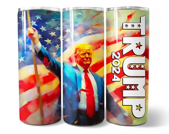 Donald Trump Tumbler Wrap PNG Design, Donald Trump 2024 US Election 20 oz Skinny Tumbler Design Sublimation (+33 Free Designs)