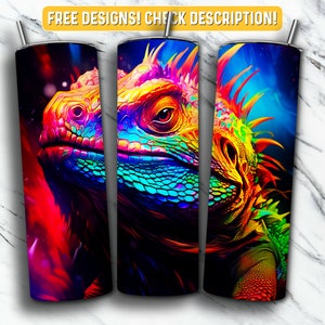 Bearded Dragon Tumbler Wrap PNG Design, Bearded Dragon Animal 20 oz Skinny Tumbler Design Sublimation, Instant Digital Download