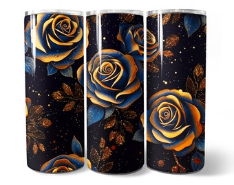 Black Roses Tumbler Wrap PNG Design,Black Rose 20 oz Skinny Tumbler Design Sublimation, Instant Download (+33 Free Designs)