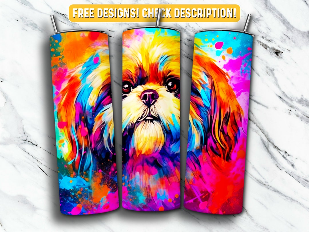 Shih Tzu Tumbler Wrap PNG Design, Shih Tzu Dog 20 Oz Skinny Tumbler ...