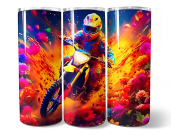 Motocross Tumbler Wrap PNG Design, Motocross 20 oz Skinny Tumbler Design Sublimation, Instant Download (+33 Free Designs)