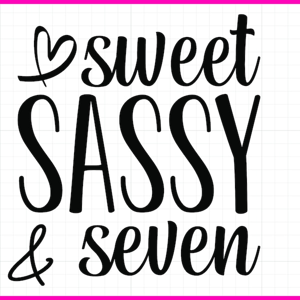 7 Birthday SVG PNG Sweet Sassy and Seven SVG 7th Birthday Svg Instant Download Svg Png