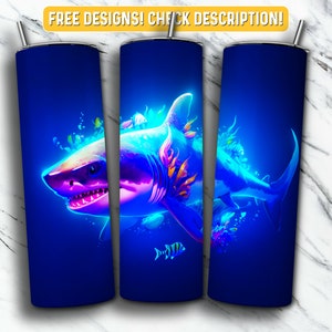 Hai Tumbler Wrap PNG Design, Hai Tier 20 oz Skinny Tumbler Design Sublimation, sofortiger digitaler Download