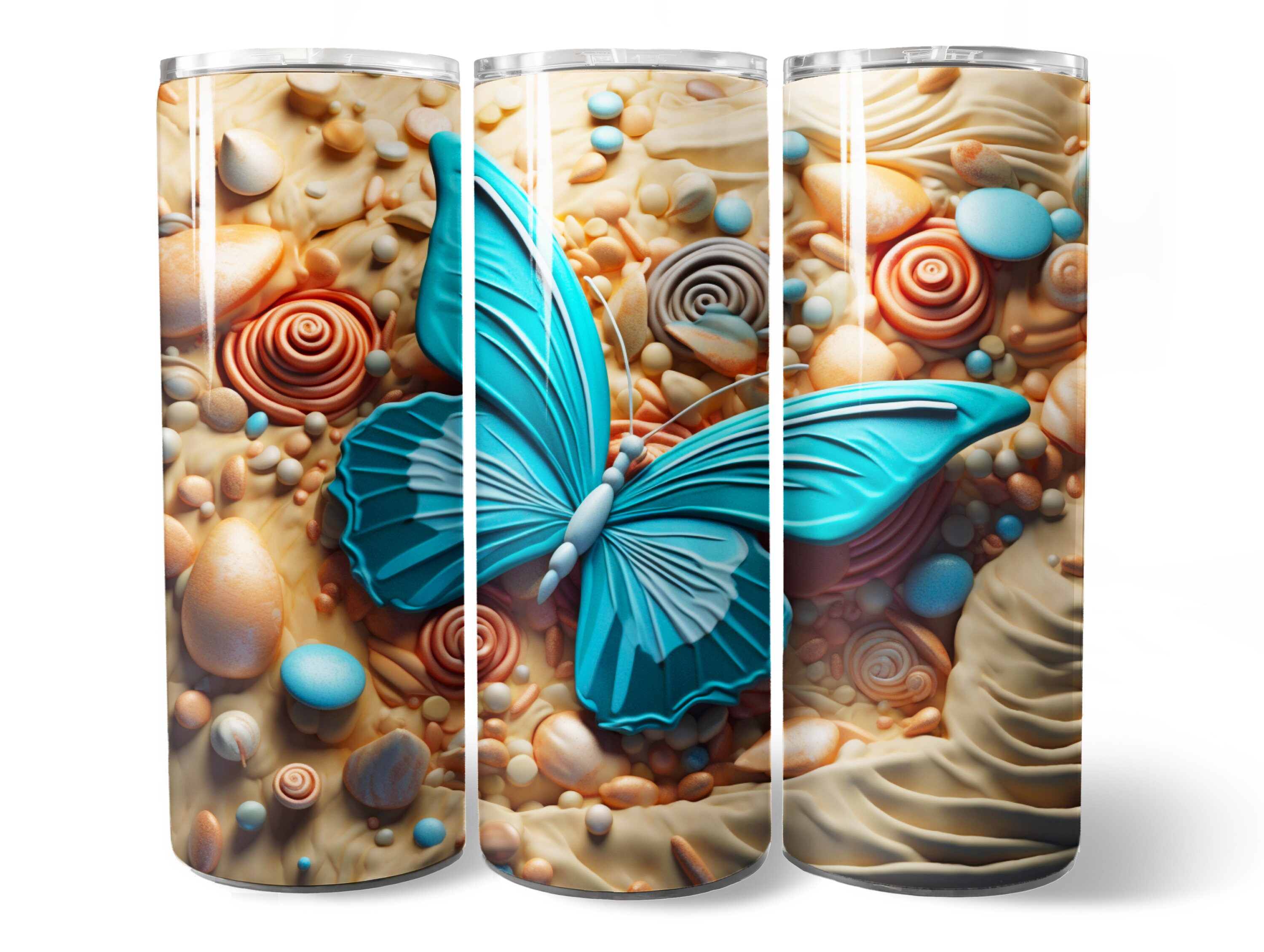 3D Butterfly Tumbler Wrap PNG Design, 3D Butterfly Sublimation Wrap, 20 oz Skinny Tumbler Wrap, Instant Download (+33 Free Designs)