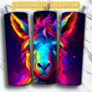 Alpaca Llama Tumbler Wrap PNG Design, Animal 20 oz Skinny Tumbler Design Sublimation, Instant Digital Download