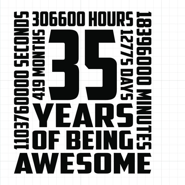 35th Birthday SVG PNG 35 Years old SVG Instant Download