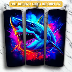 Hai Tumbler Wrap PNG Design, Hai Tier 20 oz Skinny Tumbler Design Sublimation, sofortiger digitaler Download