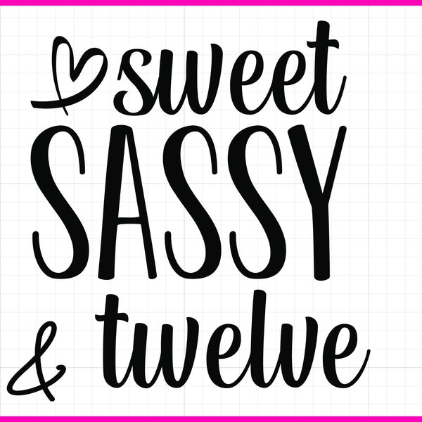 12 Birthday SVG PNG Sweet Sassy and Twelve SVG 12th Birthday Svg Instant Download Svg Png