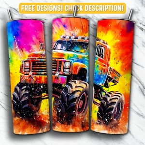 Monster Truck Tumbler Wrap PNG Design, Monster Truck 20 oz Skinny Tumbler Design Sublimation, sofortiger digitaler Download