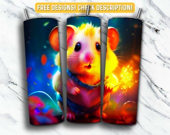 Hamster Tumbler Wrap PNG Design, djur 20 oz smal tumbler design sublimering, omedelbar digital nedladdning