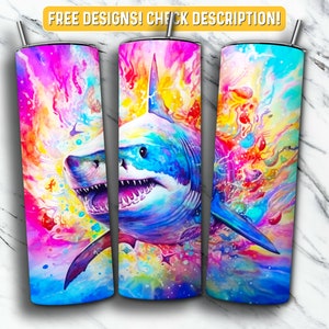 Hai Tumbler Wrap PNG Design, Hai Tier 20 oz Skinny Tumbler Design Sublimation, sofortiger digitaler Download