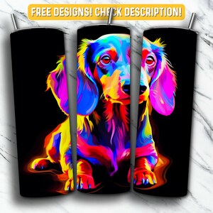 Dackel Tumbler Wrap PNG Design, Dackel Hund 20 oz Skinny Tumbler Design Sublimation, sofortiger digitaler Download