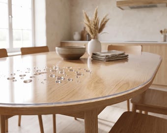 Oval Table Protector 2mm Thick, Custom Cut Clear PVC Cover for Oval Dining Table, Waterproof Heavy Duty Wood Furniture Protector Pad