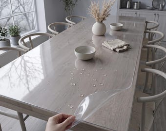 Custom Wood Table Protector, Clear Vinyl Cover for Dining Table, Scratch and Water Proof Soft Glass Mat, Made to Your Measurements