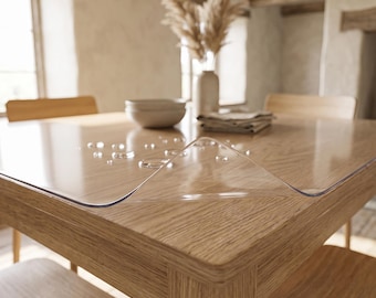Square Clear Table Pad, Desk Mat Protector, Transparent Vinyl Cover For Wood Desk, Custom Size Office Protection