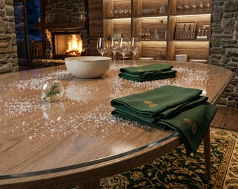 Clear Table Protector for Christmas Dinner, Waterproof PVC Cover Shields Wood from Wine and Wax, Custom Cut to Any Size or Shape