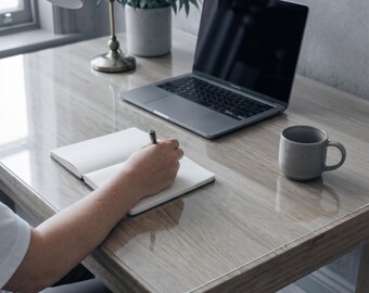 Clear Desk Pad for Office Decor, Invisible Table Protector for Wooden Desk, Minimalist Workspace Mat, Gift for Him Her New Job