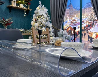 Clear Table Cover as Christmas Gift for Her, Custom Size Protector for Dining Table, Practical Housewarming Gift for New Home