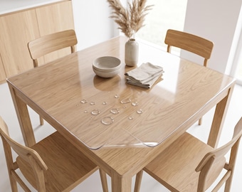 Custom Square Clear PVC Tablecloth, Waterproof Vinyl Table Mat, Heat Resistant Table Top Cover, Custom Size Protection