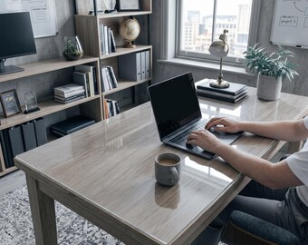 Made to Measure Desk Mat, Custom Shape Clear PVC Protector for L Shaped Corner or Standing Desk, Any Size Waterproof Desk Cover