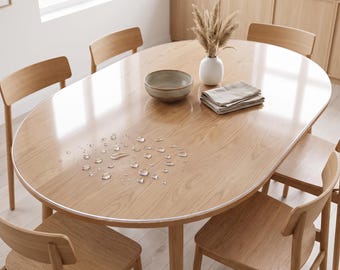 Oval Clear PVC Tablecloth 1mm Thick, Waterproof Vinyl Table Mat, Heat Resistant Oval Table Top Cover, Custom Size Protection