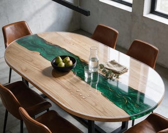 Tafelbeschermer met natuurlijke rand, transparant, op maat gesneden, 2 mm dik, geschikt voor eettafels van epoxyhars en walnoothout.