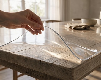 Glass Table Cover, Clear PVC Furniture Protector, Scratch and Heat Resistant Soft Glass Mat, Coffee Table Top Protector, Custom Size