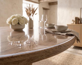 Custom Round Clear Table Pad, Coffee Table Protector, Transparent Furniture Cover, Custom Size Table Topper, Home Decor
