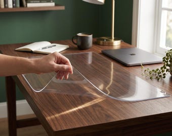 Clear Desk Mat, Custom Size PVC Desk Pad, Waterproof Soft Glass Table Protector, Transparent Office Desk Cover, Ships from EU