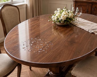 Oval Table Protector, Clear Vinyl Table Cover For Oval Dining Table, Custom Size Waterproof PVC Table Mat