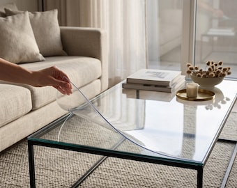 Clear Table Protector, Soft Glass PVC Table Cover, Waterproof Custom Size Table Mat, Transparent Dining Table Topper, Made in EU