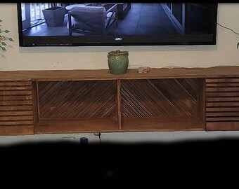 HAS been Sold  83" Solid wood wall mounted Floating TV console / entertainment center. One of a kind.  Handmade in USA.