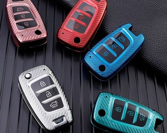 KEY Fob COVER for HYUNDAI I30, Kona, Venue Car Key Accessories Key Fob Cover  Holder Keychain Carbon Fibre Pattern 