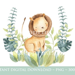 Enfants Safari Jungle Animals, Aquarelle Bébé Animaux, Wild One, Two Wild, Birthday Sublimation Design, Jungle, Safari, Téléchargement numérique, W60