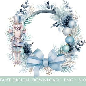 Guirlanda de quebra-nozes de Natal PNG, design de sublimação de Natal azul, quebra-nozes de Natal azul, design de bugiganga, download digital instantâneo
