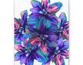 8 "x 10" bunte Blumen Leinwand Wandkunst, lebendige Blumen Dekor für Zuhause, Boho Kunstdruck, Geschenk für sie, moderne Wanddekoration, Frühlingsdekoration
