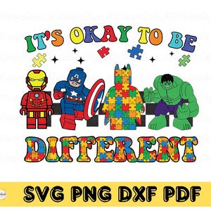 It’s Okay To Be Different Svg Png, Superhero Autism Png, Autism Awareness Png, Autism Ribbon Png, Autism Puzzle Png