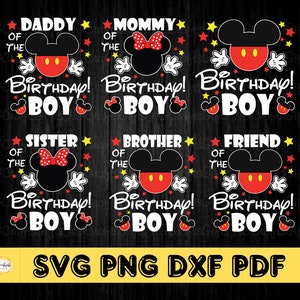 Verjaardag jongen familie Svg, muis gelukkige verjaardag Svg, verjaardag familie Svg, feestvarken Svg, digitale downloads