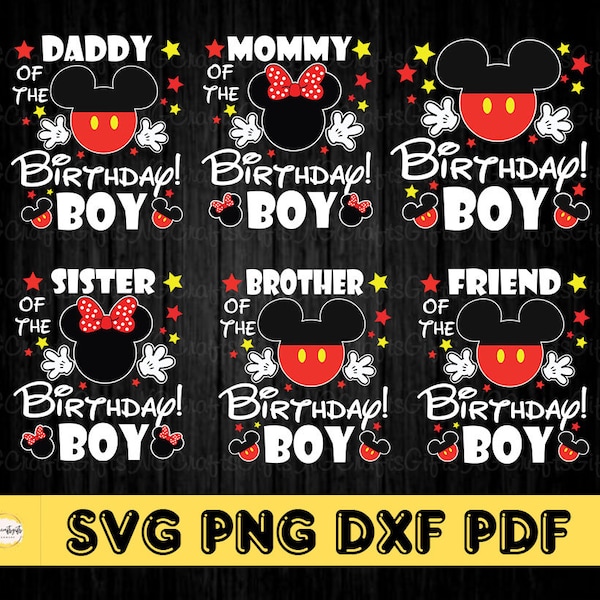 Birthday Boy Family Svg,  Mouse Happy Birthday Svg, Birthday Family Svg, Birthday Boy Svg, Digital Downloads