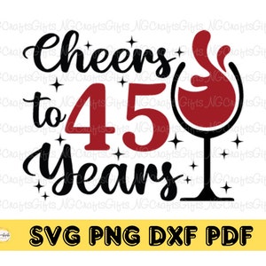 45周年を祝うSVG、45歳の誕生日SVG、女性へのプレゼント、45歳の誕生日、こんにちは45SVG、45歳の誕生日シャツのデザイン、すぐにダウンロード