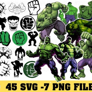 Hulk svg clipart bundle,  Hulk svg cut files for Cricut, superhero Hulk png, instant download, Over 600 Unique Gift Design Files