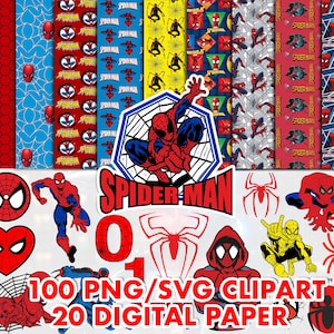 Spider-Man SVG-bundel, Spider-Man digitaal papier, meer dan 600 unieke cadeau-ontwerpbestanden