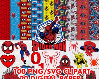 Spiderman SVG-bundel: Spider Man digitaal papier, ontwerpbestanden cadeau (digitale download)