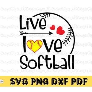 Live liefde softbal svg, Live liefde softbal png-bestand, softbal Quotes Svg, Live Love softbal shirt Svg, Svg-bestanden voor Cricut, Vector Clipart