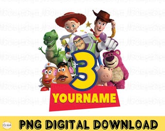 Custom name and number Toy Story PNG, Toy Story Birthday png, Buzz and Woody PNG, Toy Story birthday shirt, Toy Story Name png
