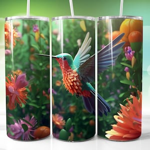 3D Kolibri 20 Unzen Skinny Becher, 3D Kolibri Sublimation Design Vorlagen, 3D Kolibri Becher Wrap, digitaler Download