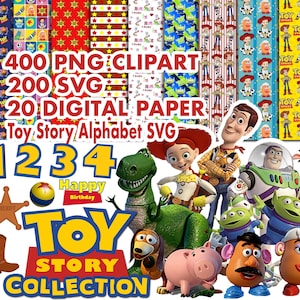Papier numérique Toy Story | de l'alphabet Toy Story | Svg Toy Story, png, dxf, téléchargement immédiat plus de 600 fichiers de conception de cadeau unique